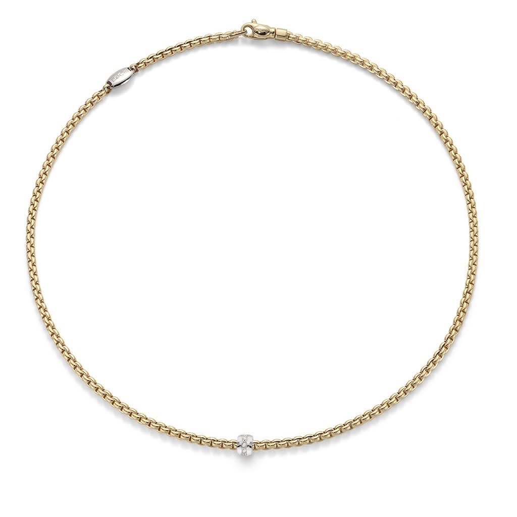 FOPE Designer Jewellery FOPE 18ct Yellow Gold 'Eka Tiny' Necklace with Diamond-set Rondel 730C