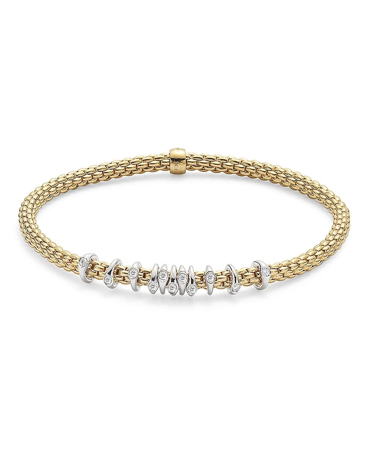 FOPE Designer Jewellery FOPE 18ct Yellow Gold Prima Bracelet with Diamonds 74708BX-BB-G