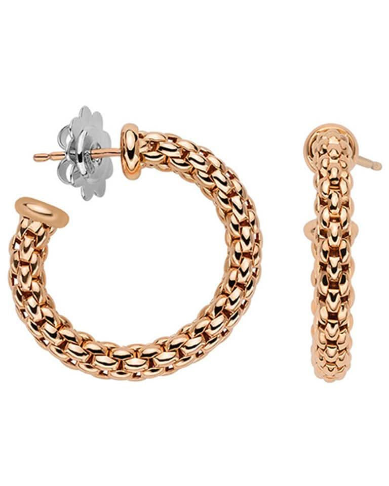 FOPE Designer Jewellery FOPE Essentials 18ct Rose Gold Hoop Earrings