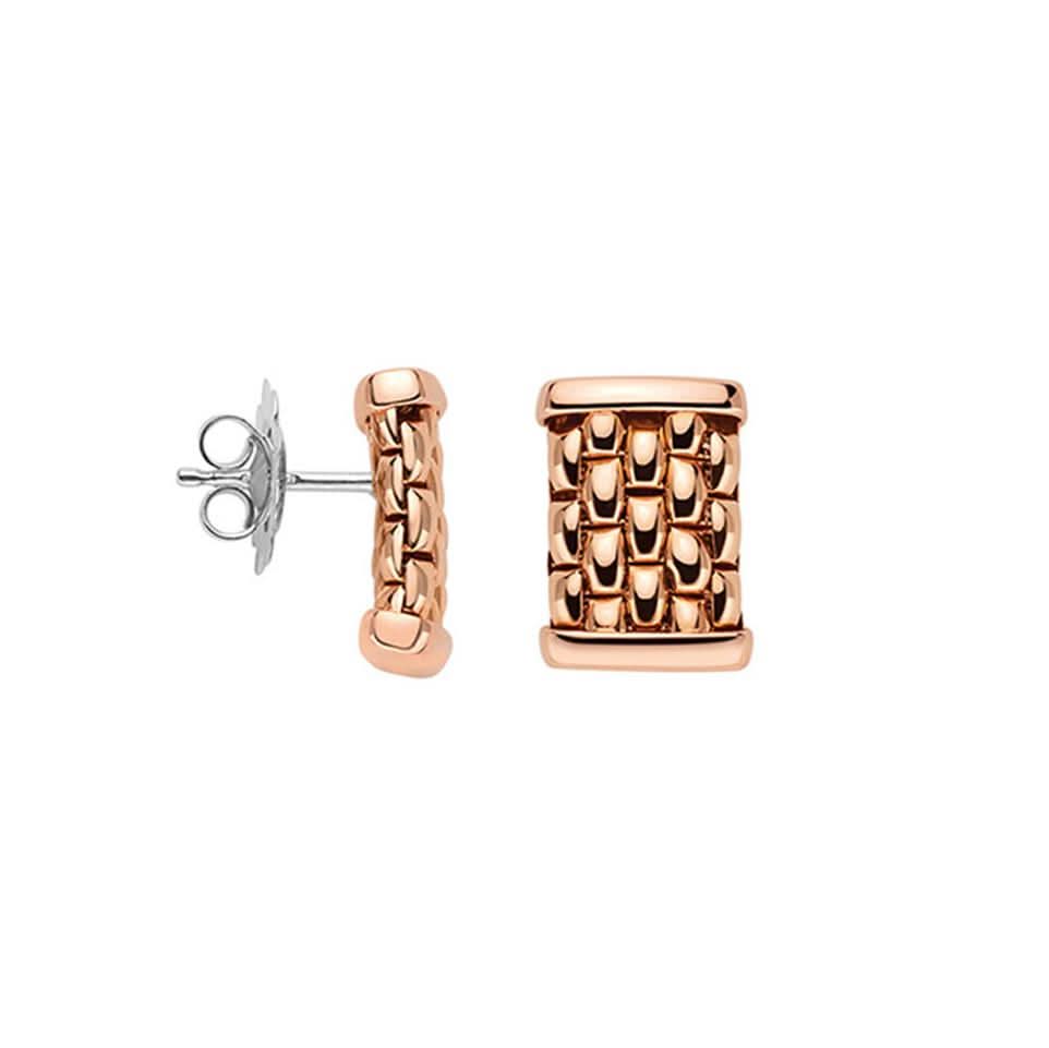 FOPE Designer Jewellery FOPE Essentials 18ct Rose Gold Rectangular Stud Earrings