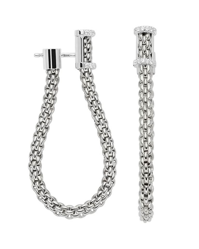 FOPE Designer Jewellery FOPE Essentials 18ct White Gold Diamond Set Looped Earrings