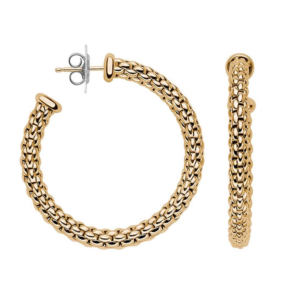 FOPE Designer Jewellery FOPE Essentials 18ct Yellow Gold Large Hoop Earrings