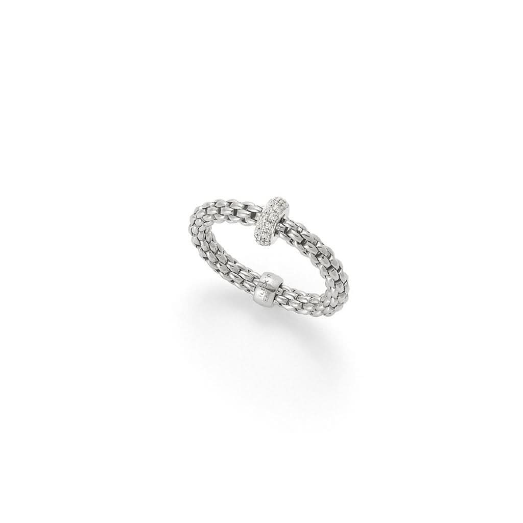 FOPE Designer Jewellery FOPE Flex'it Prima 18ct White Gold 0.18ct Diamond Rondel Ring AN745
