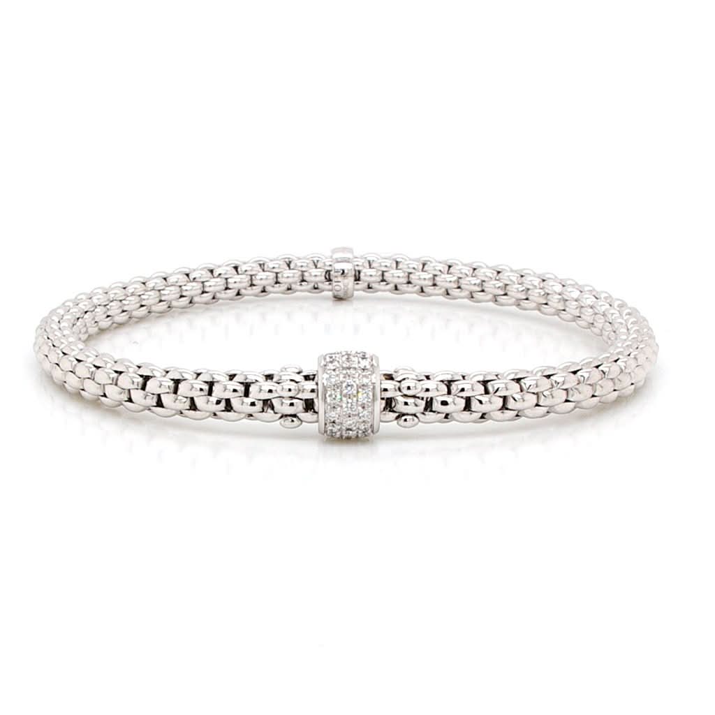FOPE Designer Jewellery FOPE Flex'it Solo 18ct White Gold 0.29ct Diamond Rondel Bracelet 634B