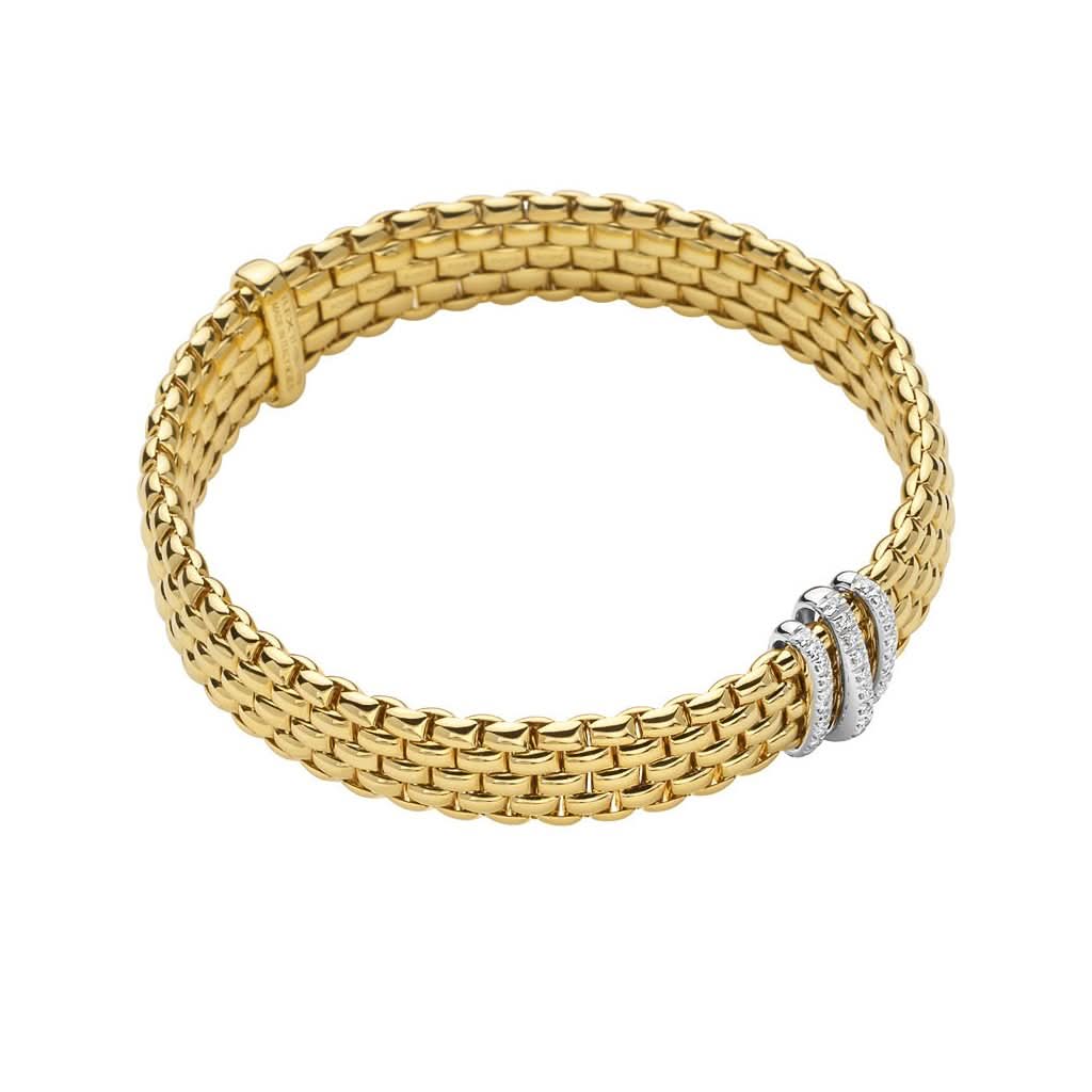 FOPE Designer Jewellery FOPE Panorama 18ct Gold 0.23ct Diamond Three Rondel Bracelet 587B
