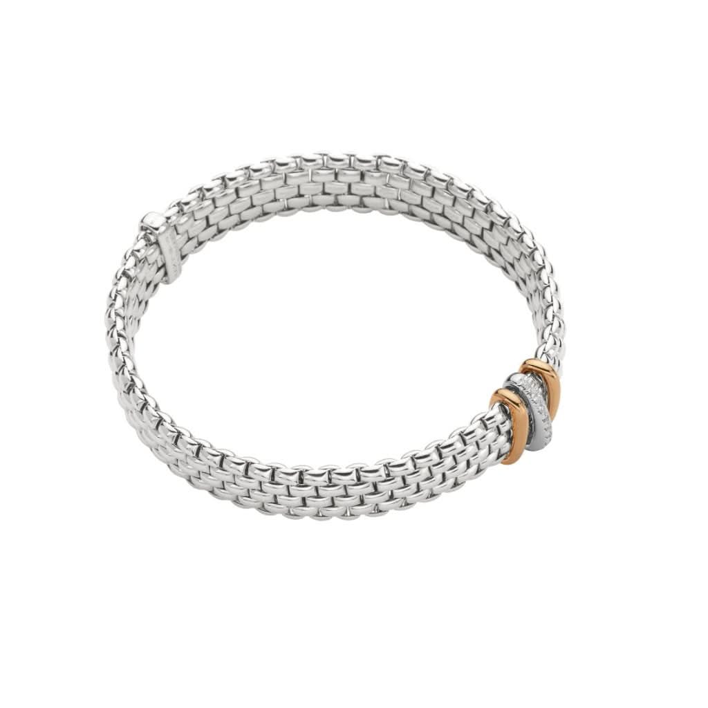 FOPE Designer Jewellery FOPE Panorama 18ct White Gold 0.08ct Diamond Three Rondel Bracelet 587B BBRM