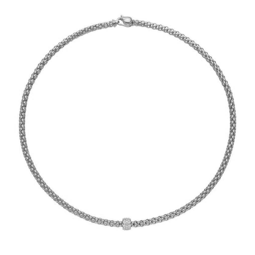 FOPE Designer Jewellery FOPE Solo 18ct White Gold 0.29ct Diamond Necklace 634C Pavé