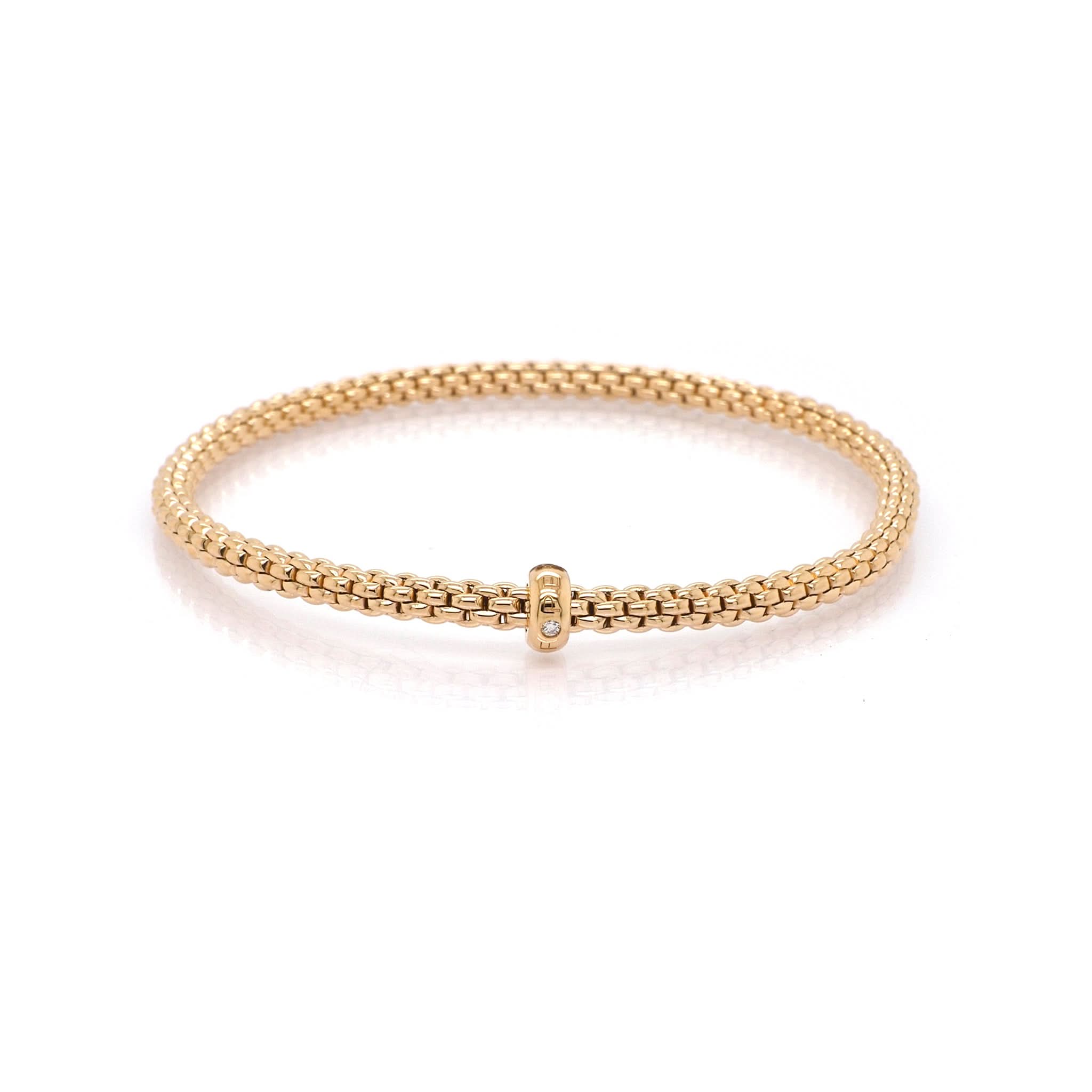 FOPE Jewellery FOPE 18ct Rose Gold Novecento Flex'it Bracelet with Diamond-Set Rondel