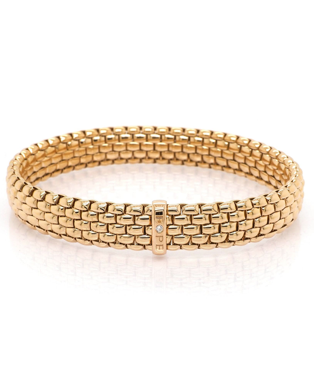 FOPE Jewellery FOPE 18ct Rose Gold Panorama Bracelet with Diamond-Set Bar