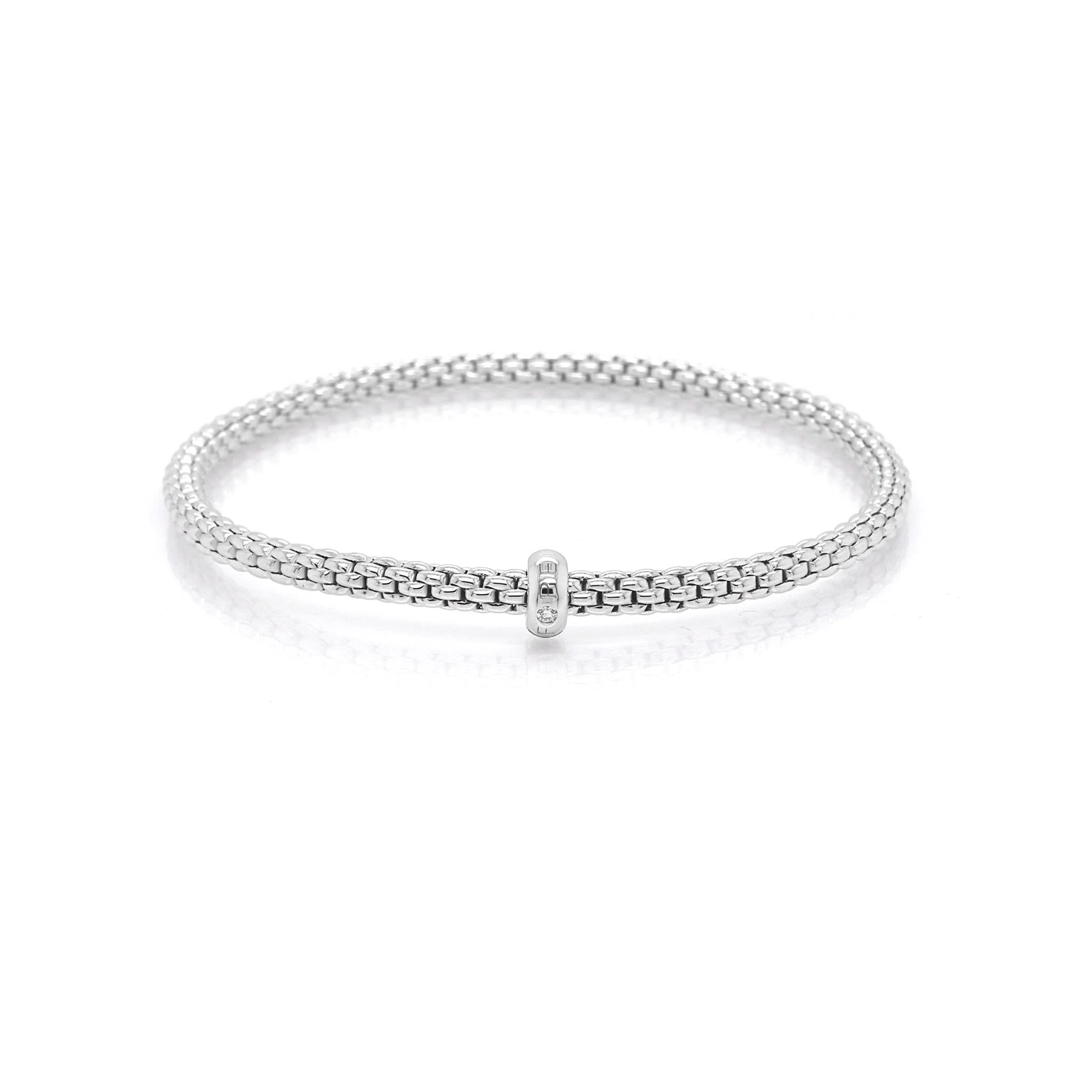 FOPE Jewellery FOPE 18ct White Gold Flex'It Solo Bracelet with Diamond-Set Rondel