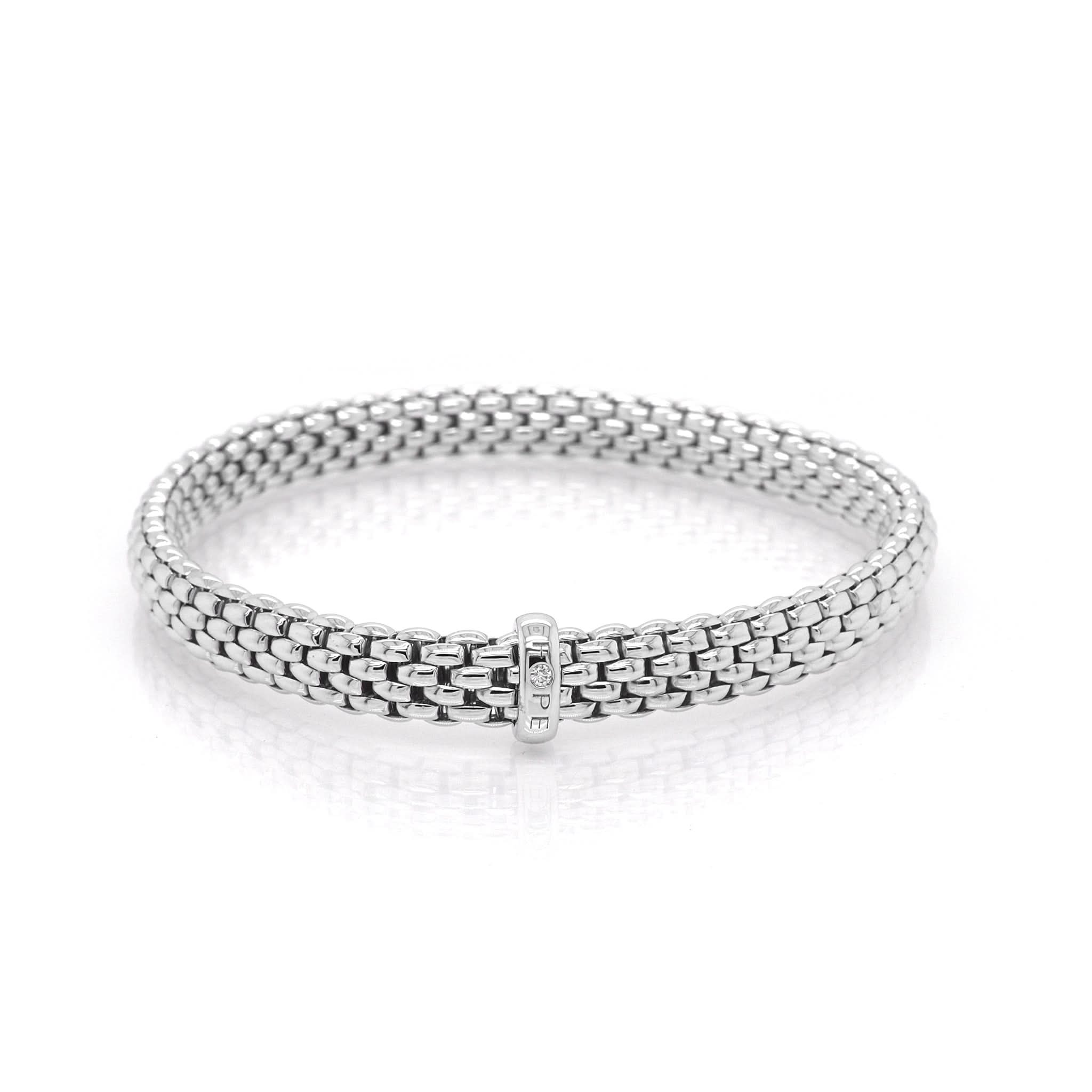 FOPE Jewellery FOPE 18ct White Gold Vendome Bracelet with Diamond-Set Bar