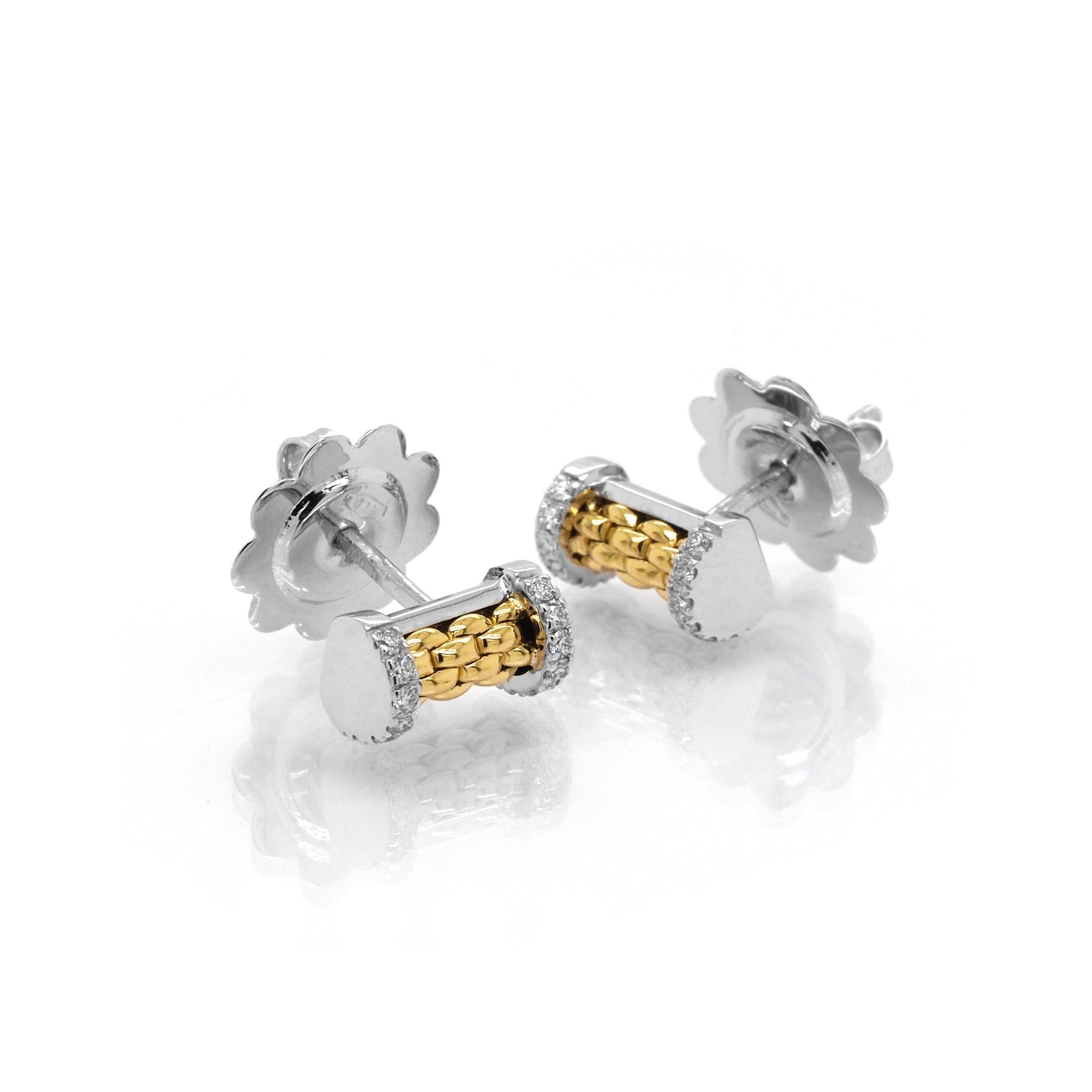FOPE Jewellery FOPE 18ct Yellow and White Gold Essentials Diamond-Set Stud Bar Earrings