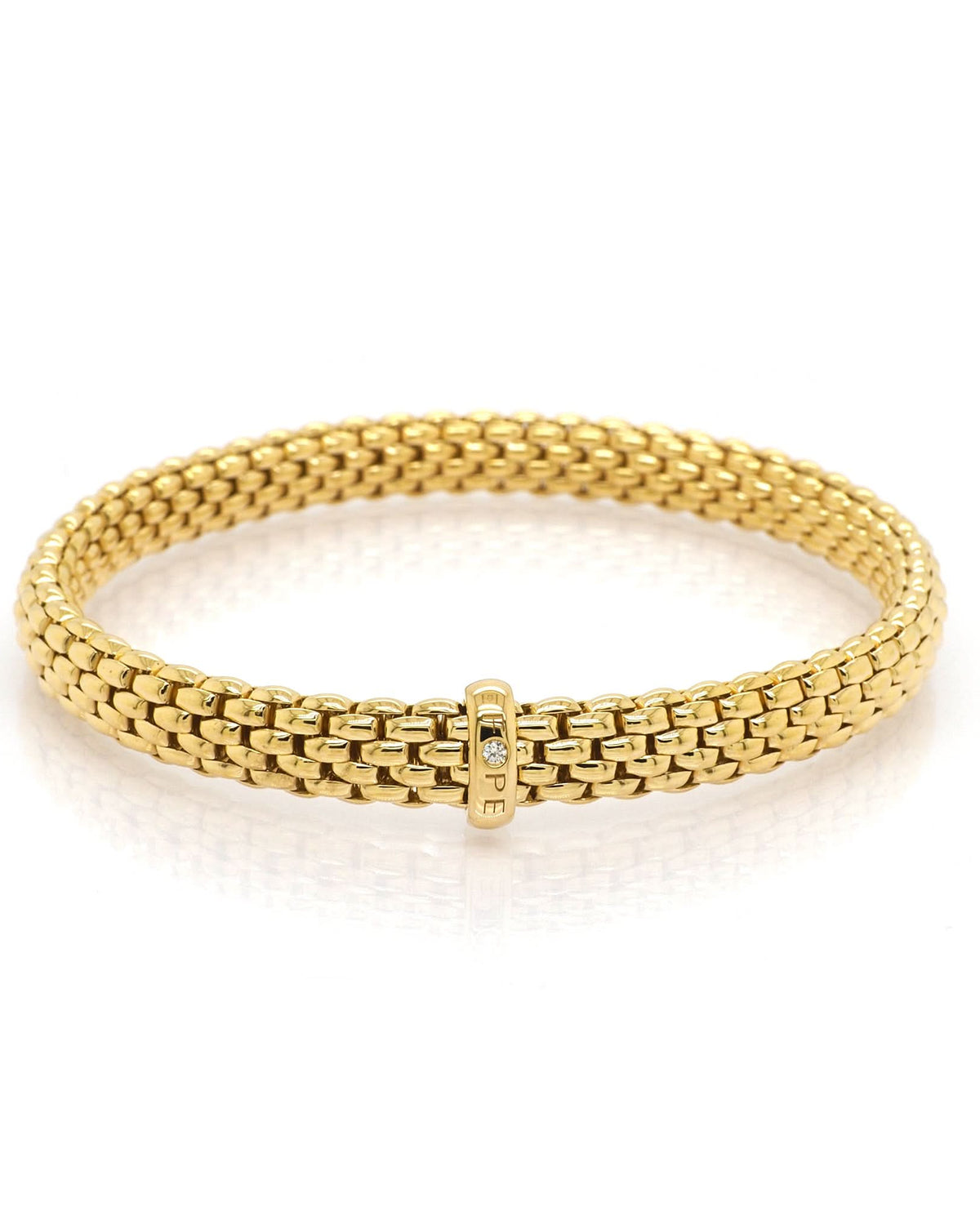 FOPE Jewellery FOPE 18ct Yellow Gold Panorama Bracelet with Diamond-Set Bar