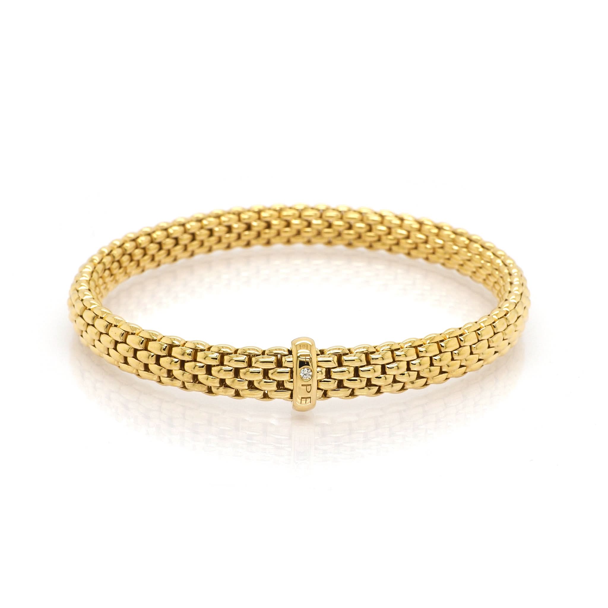 FOPE Jewellery FOPE 18ct Yellow Gold Panorama Bracelet with Diamond-Set Bar