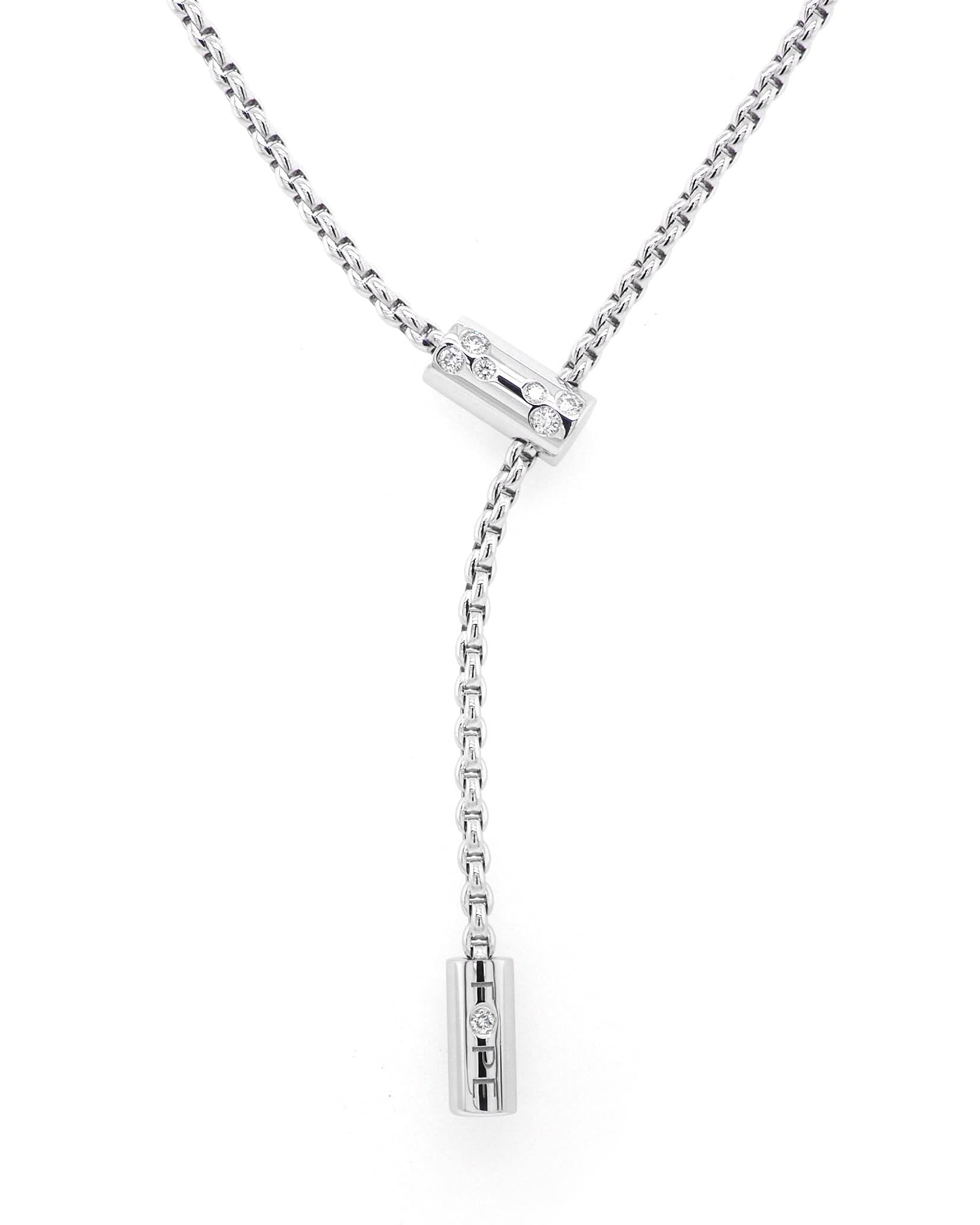 FOPE Jewellery FOPE Aria 18ct White Gold Thin Rope Necklace Set with Diamonds