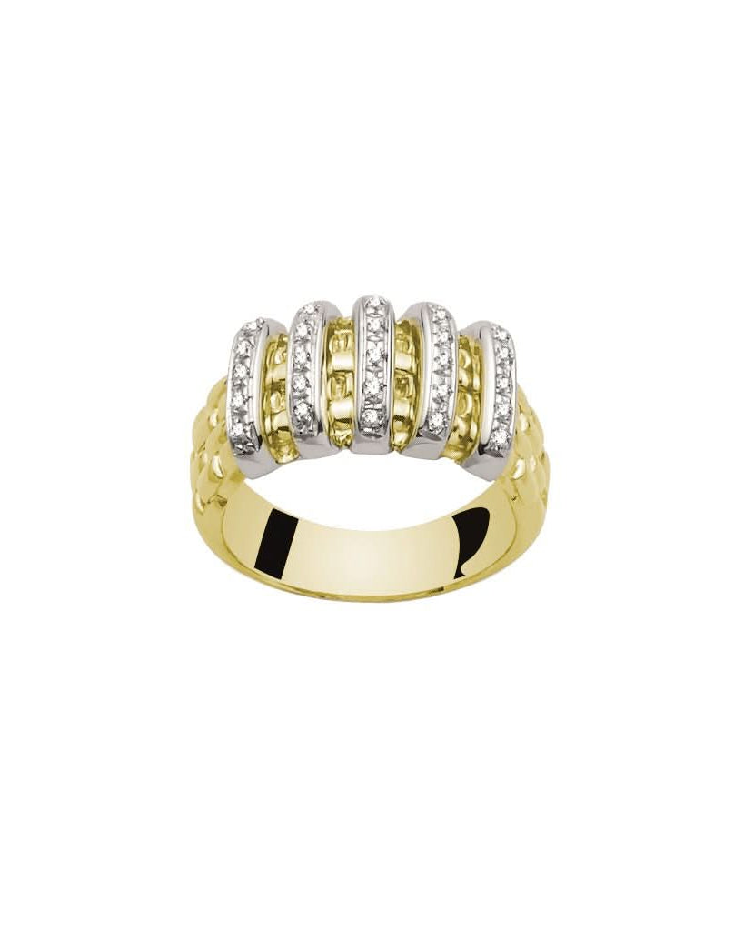 FOPE Jewellery FOPE ‘Virginia’ 18ct yellow gold ring with diamond-set bars 0.22cts