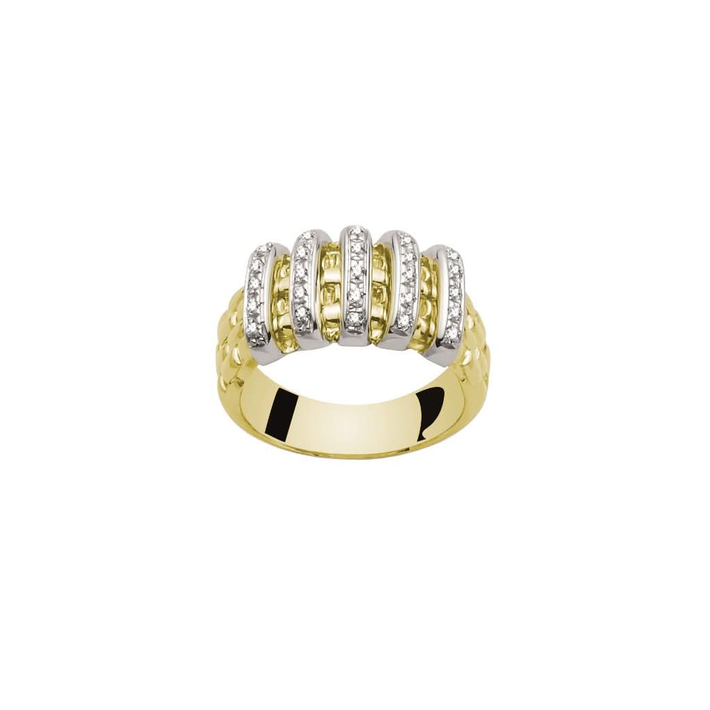 FOPE Jewellery FOPE ‘Virginia’ 18ct yellow gold ring with diamond-set bars 0.22cts