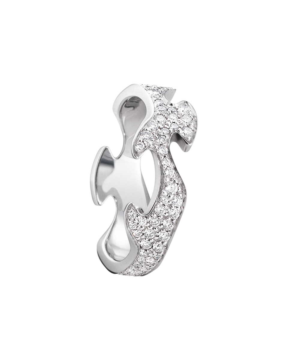 Georg Jensen Designer Jewellery Georg Jensen Fusion Pave Diamond Set Centre Ring - 18ct White Gold