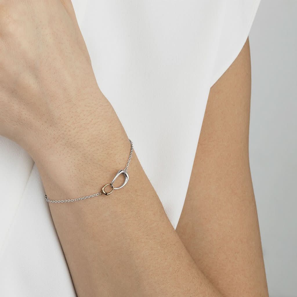 Georg Jensen Designer Jewellery Georg Jensen Offspring Mother Daughter Bracelet - Sterling Silver & 18ct Rose Gold (10012371)