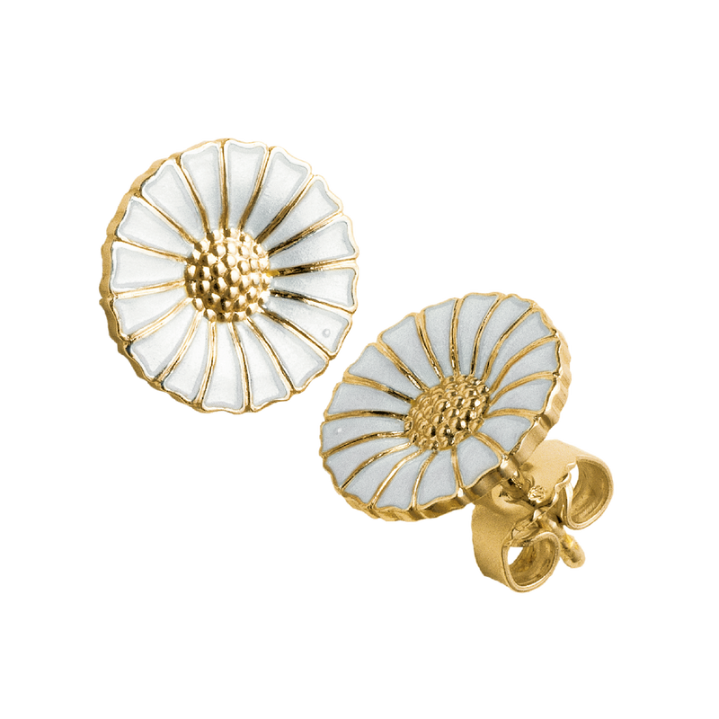 Georg Jensen Jewellery Georg Jensen Daisy Earrings - Silver Gilt and White Enamel (3539207)