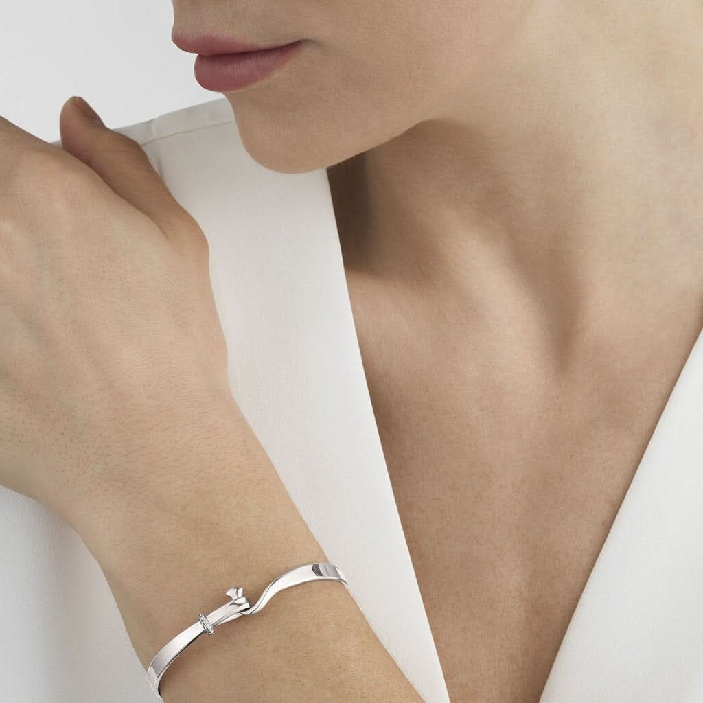 Georg Jensen Jewellery Georg Jensen Silver and Diamond Torun Bangle 20000547