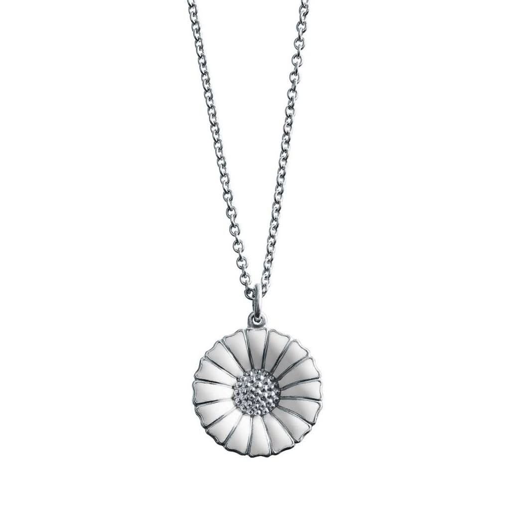 Georg Jensen Jewellery Small - 11mm Daisy Georg Jensen Daisy Pendant - Sterling Silver and White Enamel (3536181/3536208)