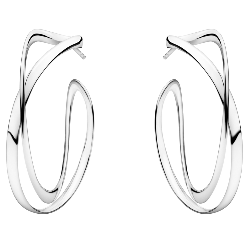 Georg Jensen Jewellery Sterling Silver Double Hoop Large Georg Jensen Infinity Hoop Earrings - Sterling Silver, Large