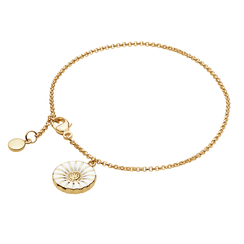 Georg Jensen Jewellery Sterling Silver Gilt Georg Jensen Daisy Bracelet - Silver Gilt and White Enamel