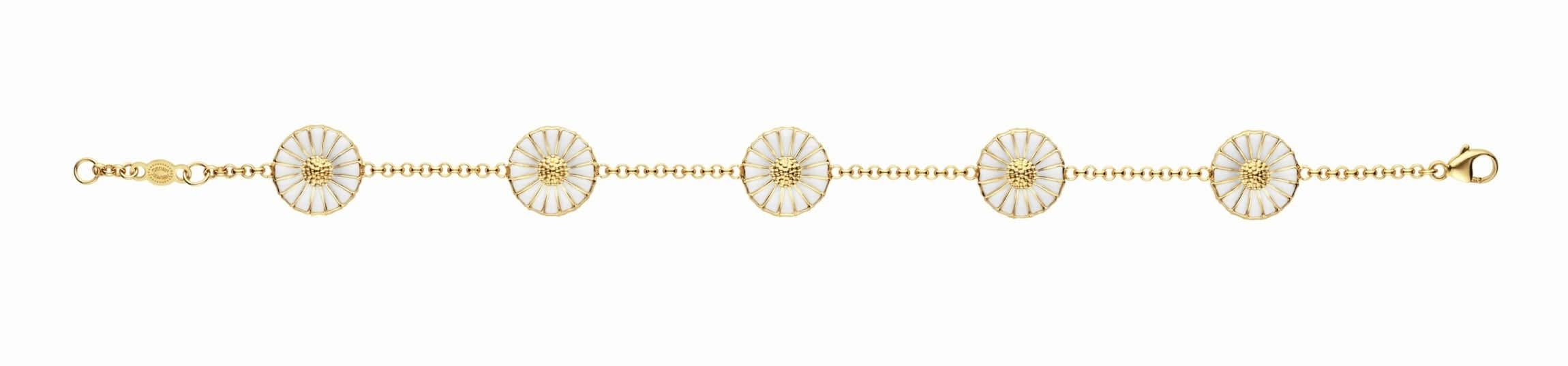 Georg Jensen Jewellery Sterling Silver Gilt Georg Jensen Daisy Bracelet - Sterling Silver and White Enamel or Silver Gilt and White Enamel