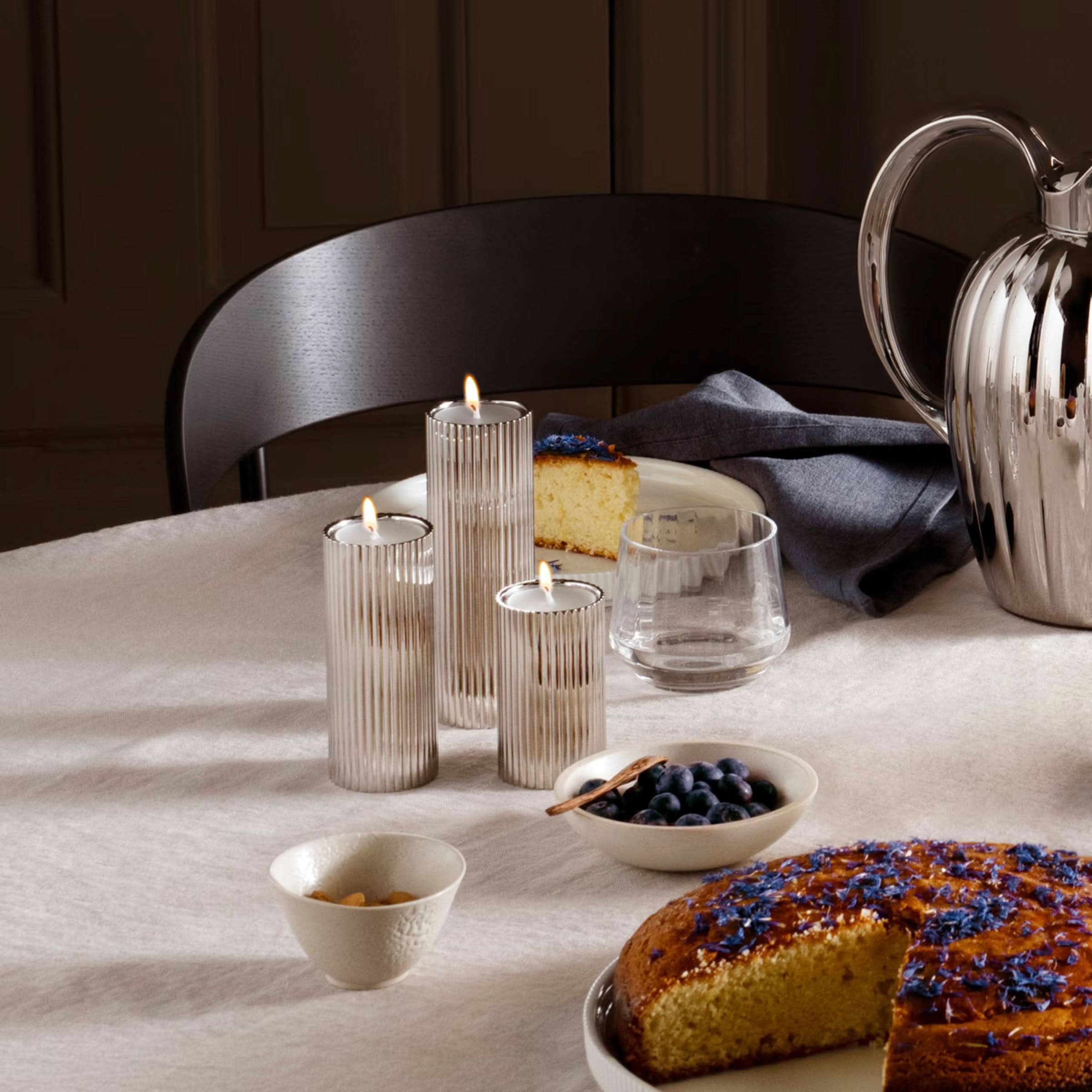 Georg Jensen Silverware Homewares Gifts Georg Jensen Bernadotte Tealight/Taper Candle Holder Set
