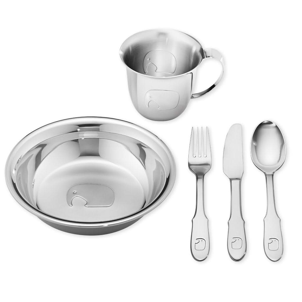Georg Jensen Silverware Homewares Gifts Georg Jensen Elephant Five Piece Child's Dinner Set (3580069)
