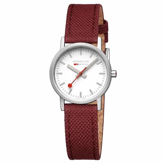 Mondaine Luxury Watch Mondaine Ladies Classic 30mm, Modern Dark Cherry Red Watch, A658.30323.17SBC1