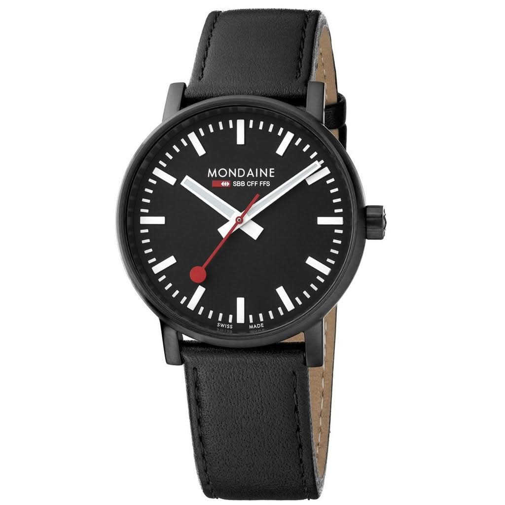 Mondaine Luxury Watches Black Mondaine Evo2 Quartz Strap Watch MSE.40121.LB