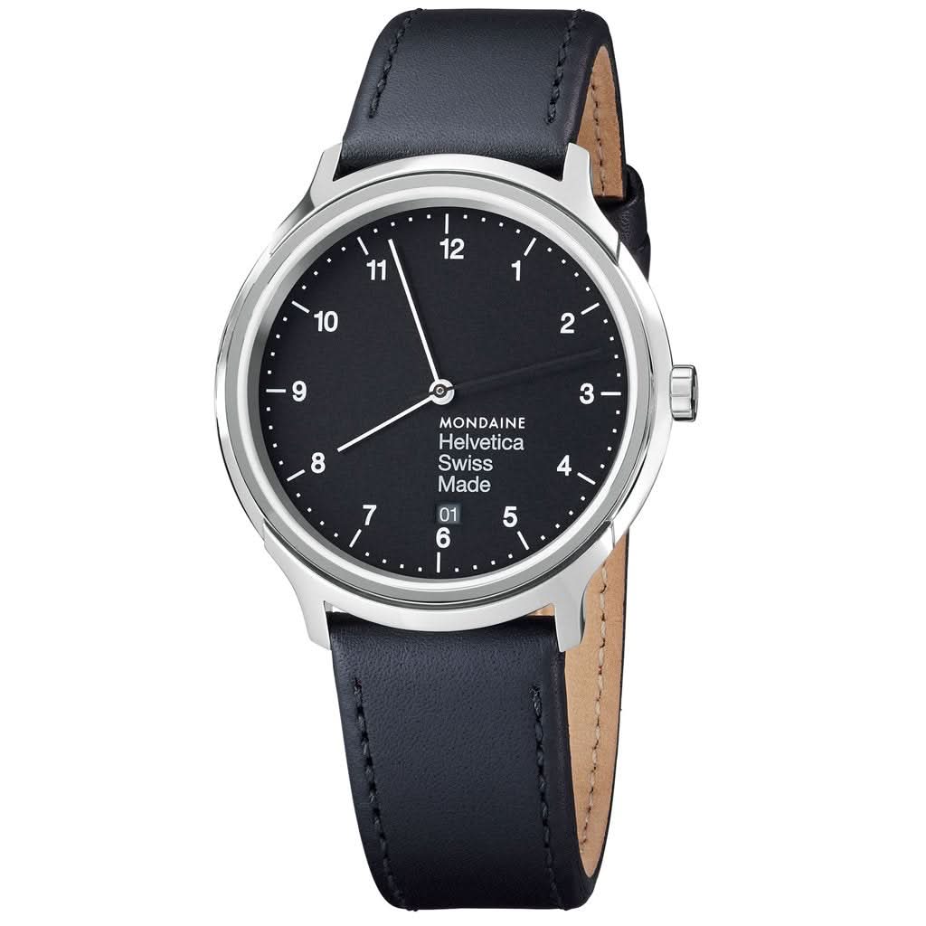 Mondaine Luxury Watches Black Mondaine Helvetica Quartz Strap Watch MH1R2220LB