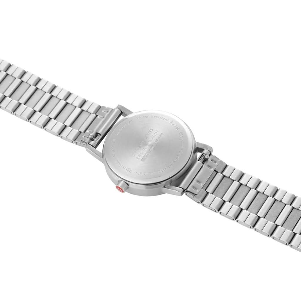 Mondaine Luxury Watches Black Mondaine Stainless Steel Brushed Case Black Dial and Metal Bracelet