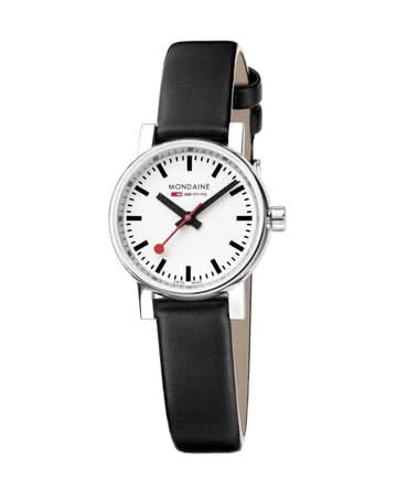 Mondaine Luxury Watches Mondaine EVO2 26 mm, Black Leather Watch, MSE.26110.LB