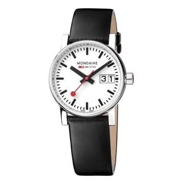 Mondaine Luxury Watches Mondaine EVO2 30 mm, Black Leather Watch, MSE.30210.LB