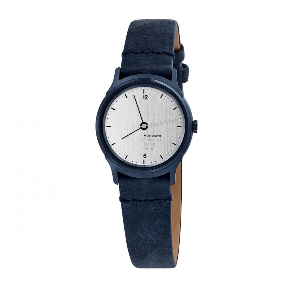Mondaine Luxury Watches Mondaine Helvetica No1 Steel Watch with Navy Leather Strap