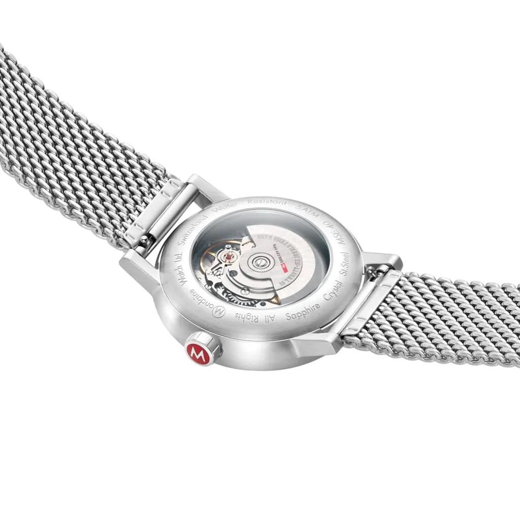 Mondaine Luxury Watches White Mondaine evo2 Automatic Stainless Steel Watch with Mesh Bracelet