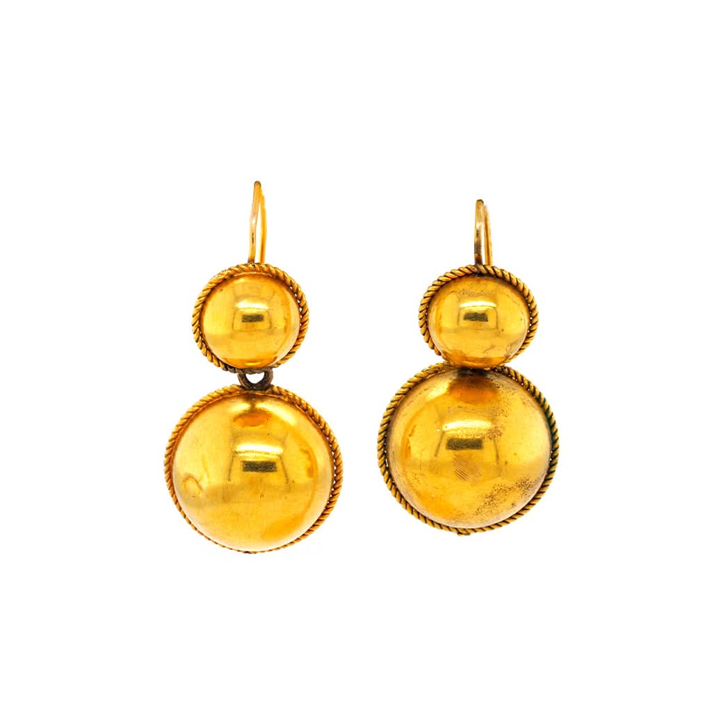 Ogden of Harrogate Jewellery 15t Gold Victorian Sphere Earrings
