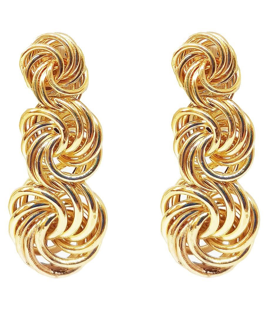 Ogden of Harrogate Jewellery 18 Carat Yellow Gold Triple Knot Drop Earrings