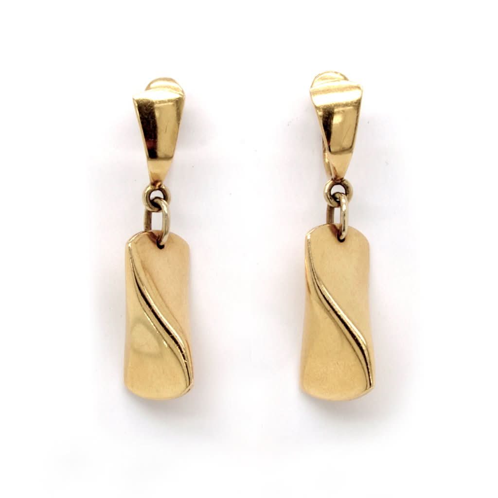 Ogden of Harrogate Jewellery 18ct Gold Bar Twist Drop Earrings