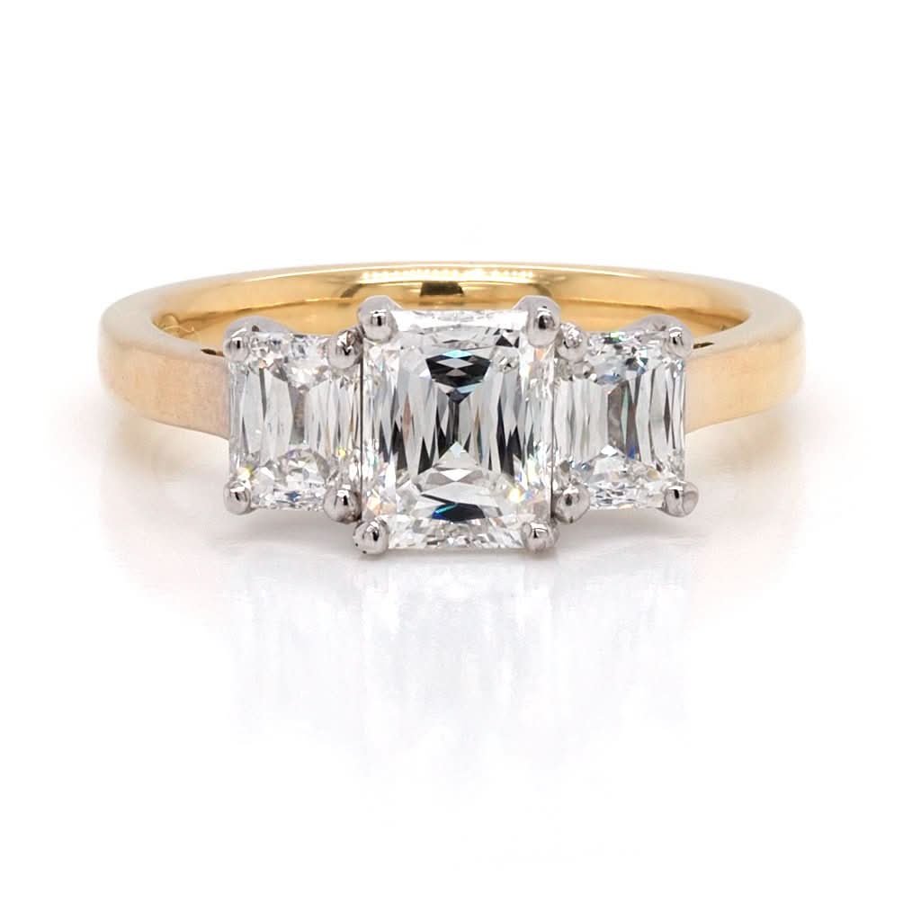 Ogden of Harrogate Jewellery 18ct Gold Rectangular Cut Diamond Three Stone Ring, Centre Diamond 1.00cts G VS2