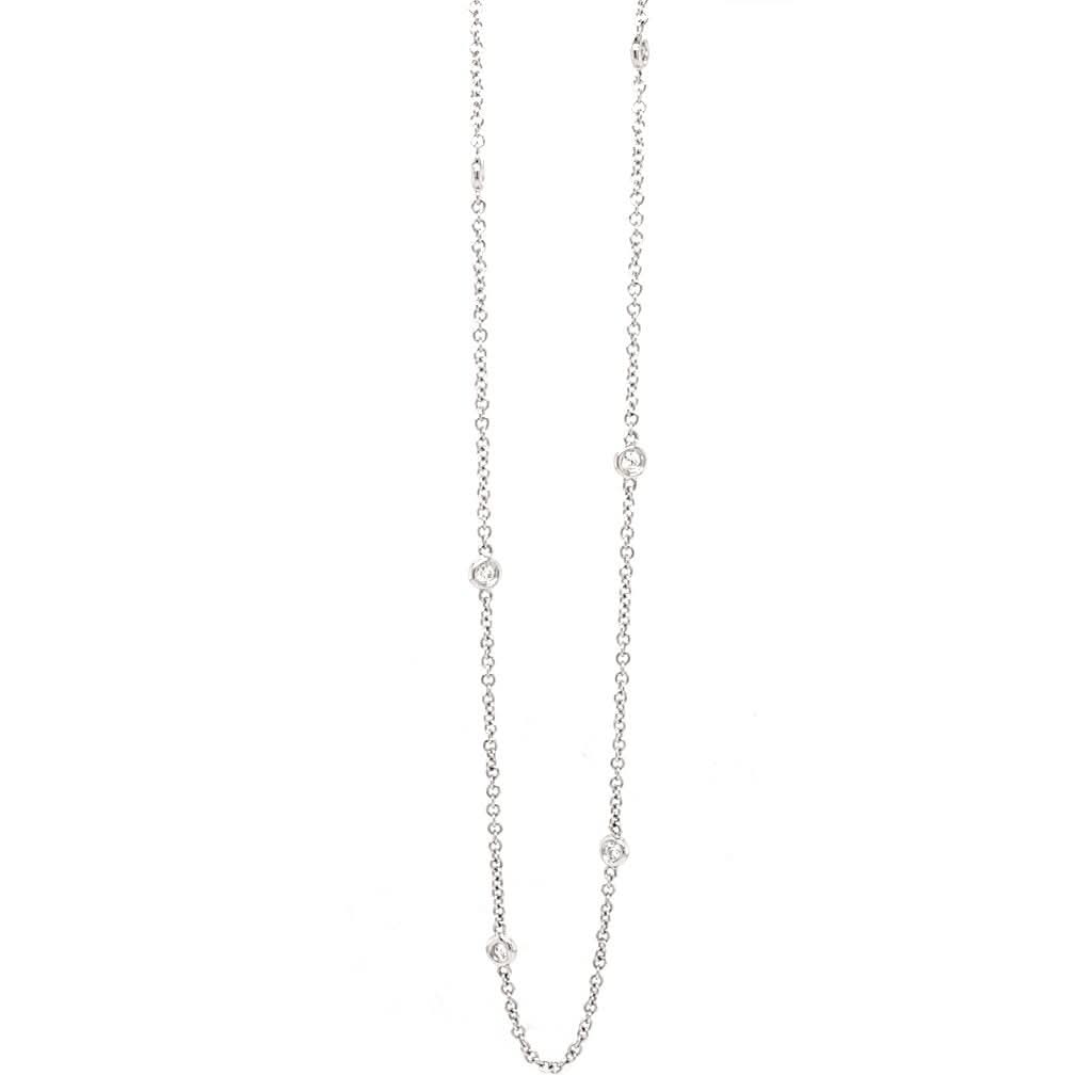 Ogden of Harrogate Jewellery 18ct White Gold 18 Inch Chain with Spectacle Set Diamonds