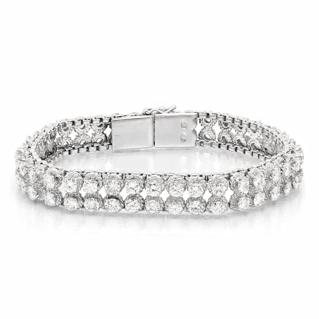 Ogden of Harrogate Jewellery 18ct White Gold, Double Row Diamond Line Bracelet