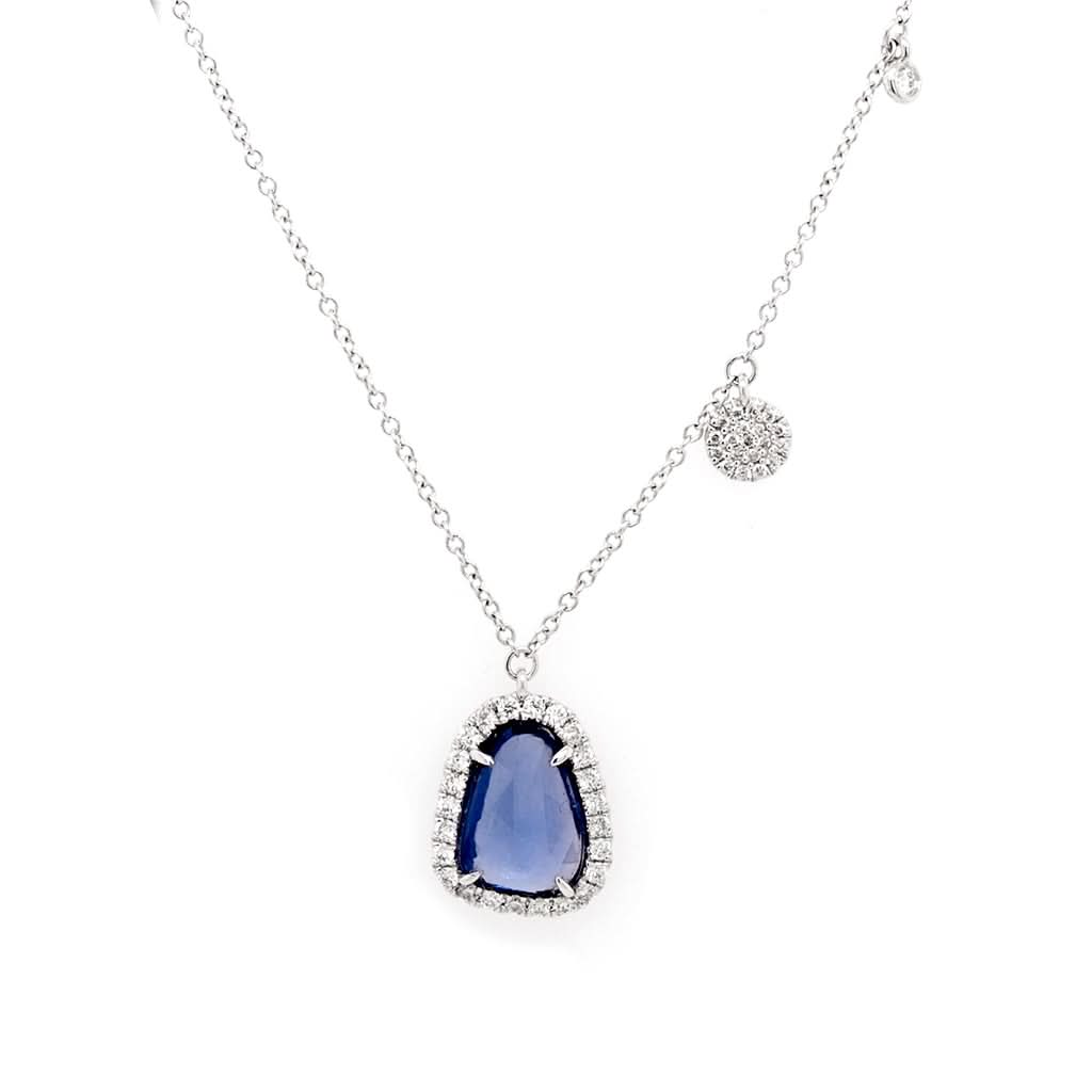 Ogden of Harrogate Jewellery 18ct White Gold, Rose-Cut Sapphire and Diamond Cluster Pendant, 1.77cts