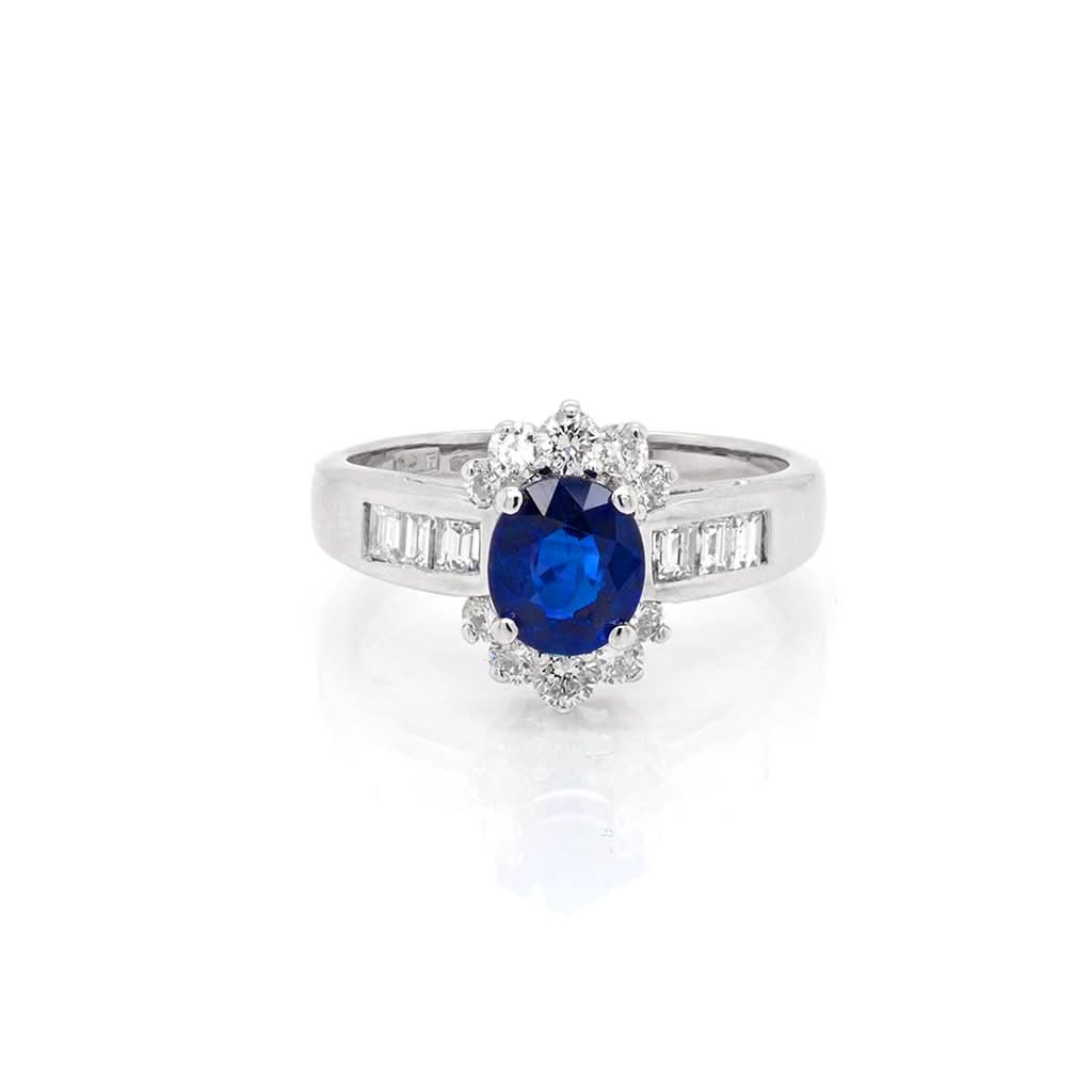 Ogden of Harrogate Jewellery 18ct White Gold, Sapphire and Diamond Cluster Ring