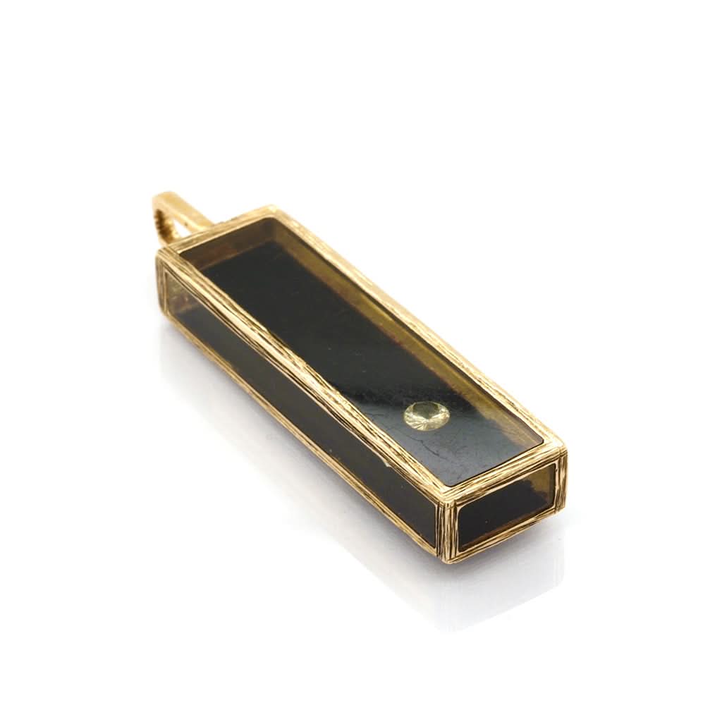 Ogden of Harrogate Jewellery 9ct Yellow Gold Onyx and Diamond Glass Box Charm