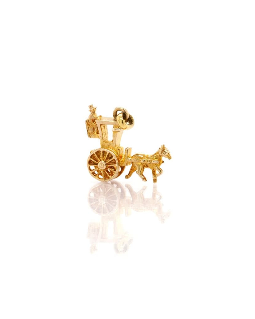 Ogden of Harrogate Jewellery 9ct Yellow Gold Small Horse and Carriage Charm