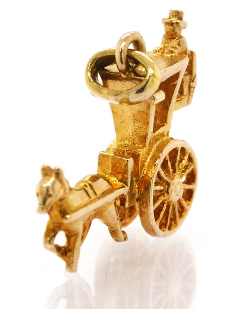 Ogden of Harrogate Jewellery 9ct Yellow Gold Small Horse and Carriage Charm